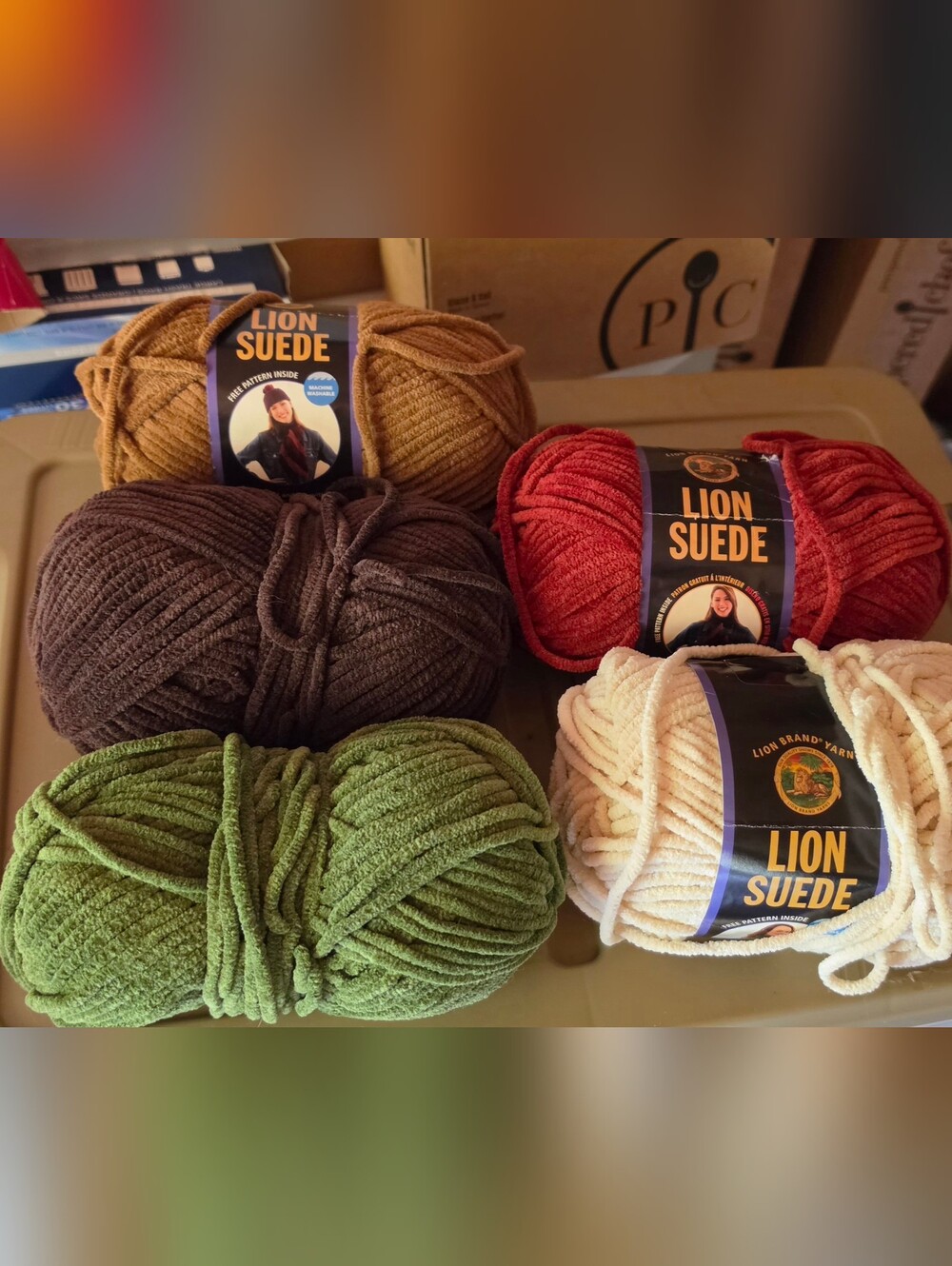 Lion Suede  Yarn (Discontinued)  Bundle 5 Skeins - Multi Color